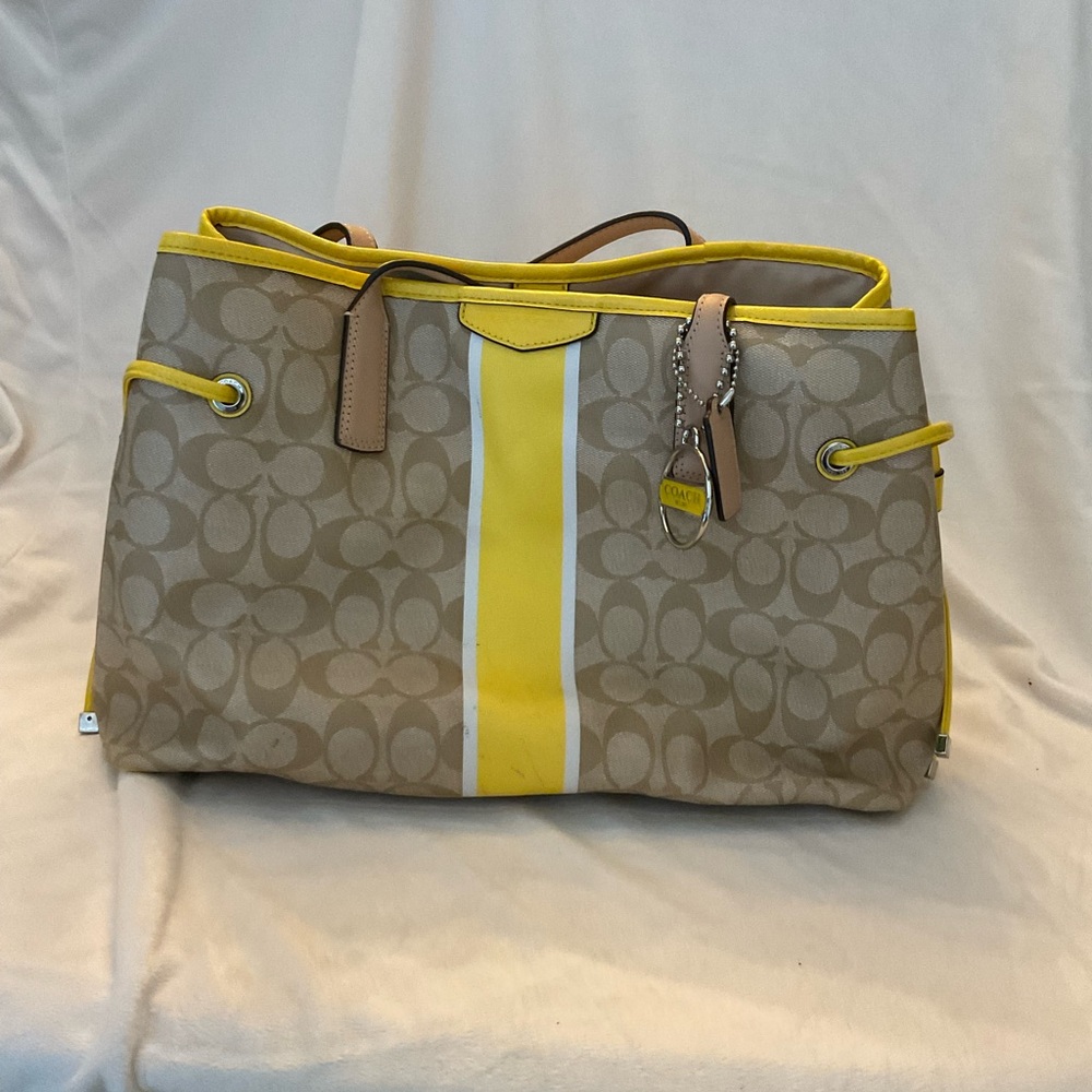 Coach Tan and Yellow Signature Tote
